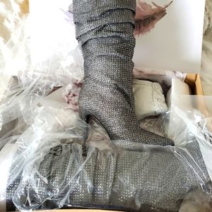 NEW Silver gray Rhinestone Boots